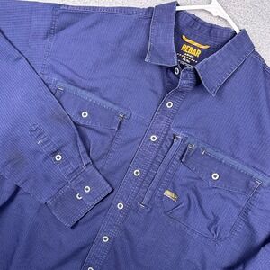 Ariat‎ Rebar Mens XXL Tall Long Sleeve Work Shirt Blue Textured Ripstop